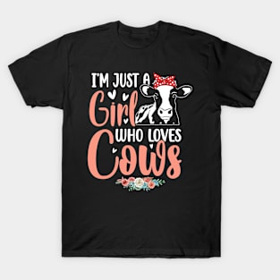 Just A Girl Who Loves Cow. Farmer Vintage Retro Gift T-Shirt